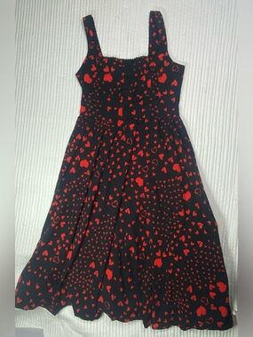 Avec Les Filles Heart Corset Midi Sundress Black & Red Size 12